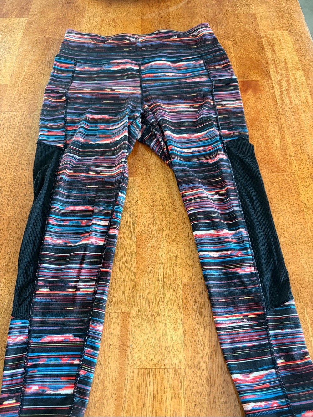 Womens Striped Active Leggings - Black Multi